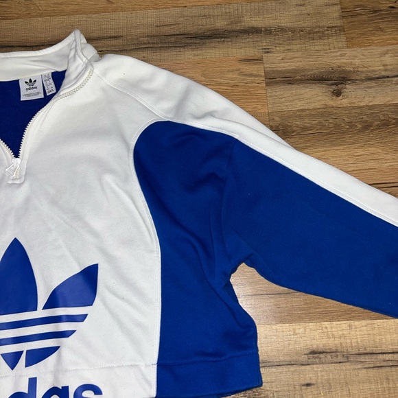 Adidas White and Blue Quarter-Zip Pullover M - Picture 4 of 5